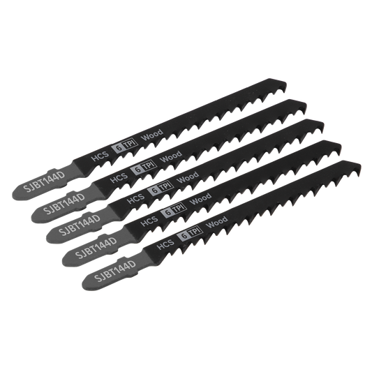 Sealey 100mm 6TPI Wood Jigsaw Blade General For Power Tools Pack of 5 SJBT144D