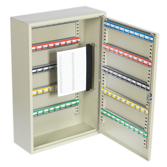 Sealey Key Cabinet Box With Colour-Coded Hook Bars For 100 Keys Deep SKC100D