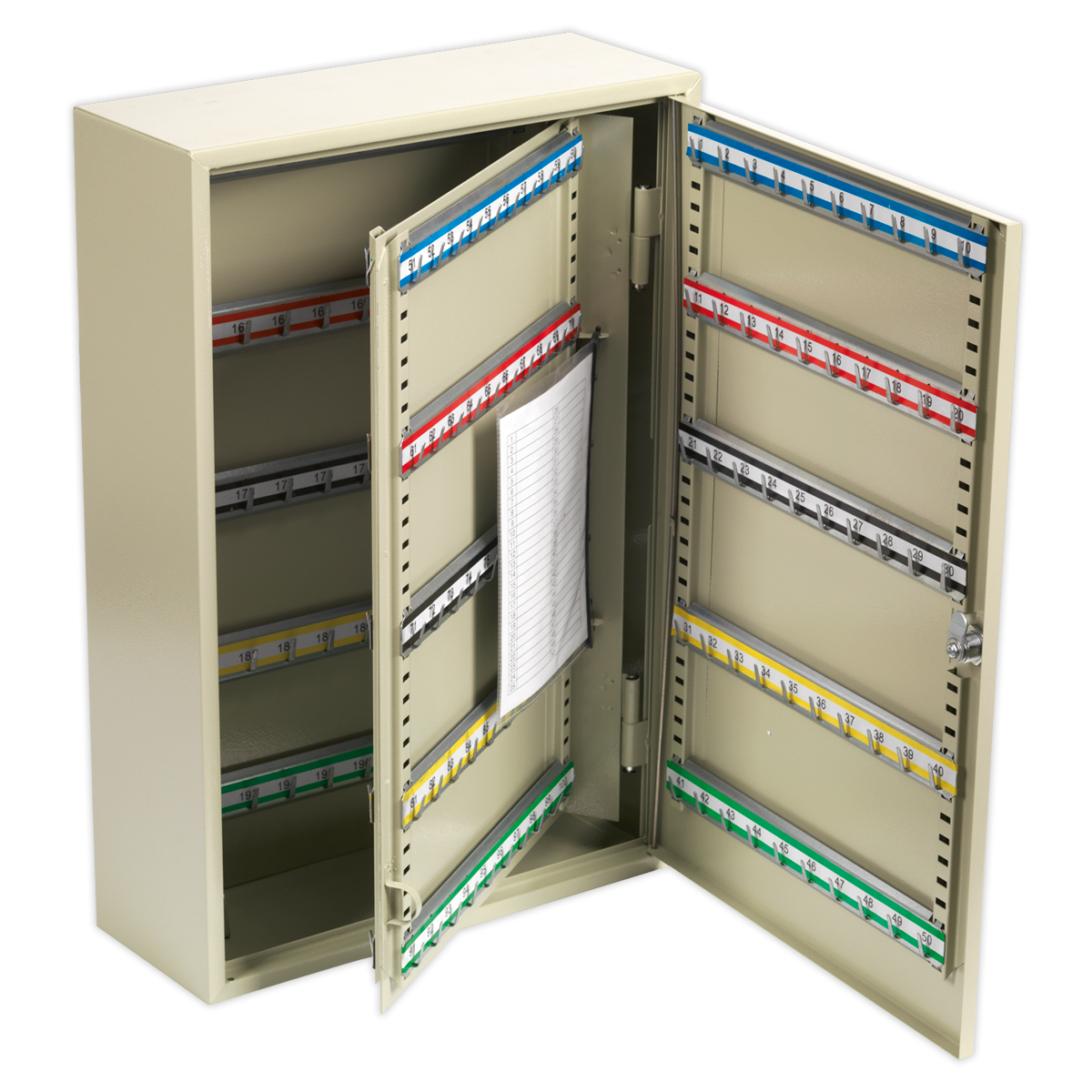 Sealey Key Cabinet Storage Box With Colour-Coded Hook Bars For 200 Keys SKC200