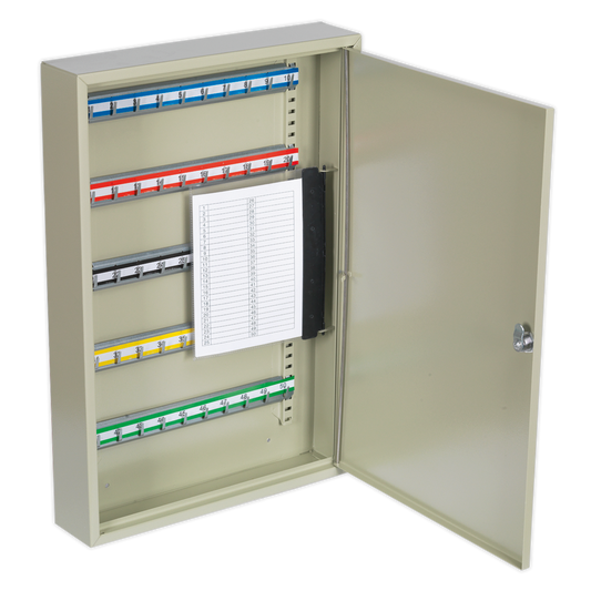 Sealey Key Cabinet Box With Colour-Coded Hook Bars & Index Cards - 50 Keys SKC50
