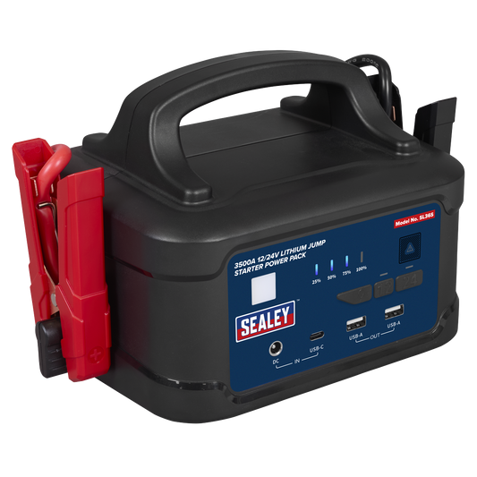 Sealey 3500A 12/24V Lithium Jump Starter Power Pack 3W Working Light SL36S