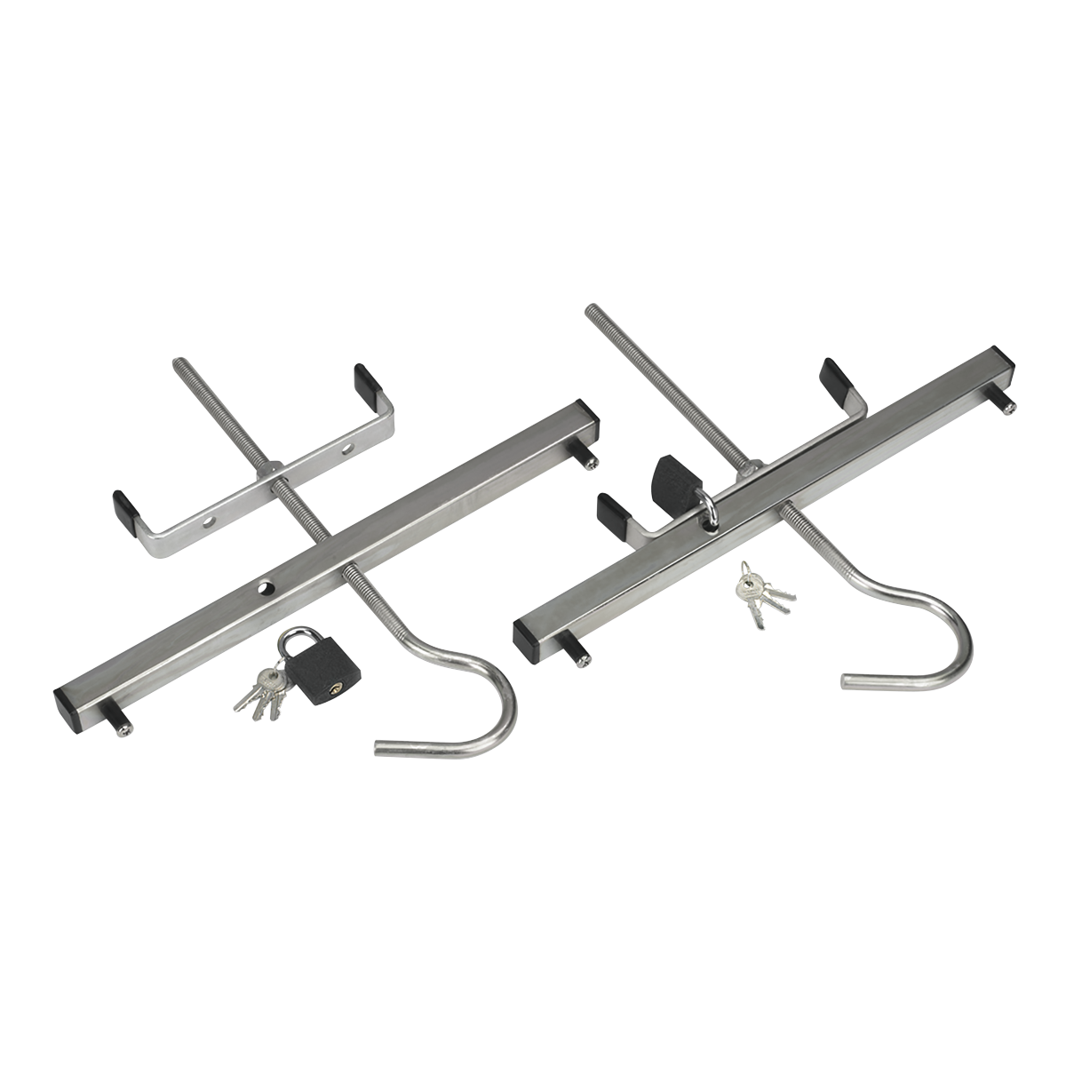 Sealey Ladder Roof Rack Clamps 365mm Width 2 Heavy Duty Iron Padlocks SLC2