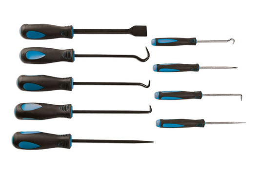 LASER 6382 Pick Hook & Scraper Set 9 Pieces Chrome Vanadium Steel Tool Kit