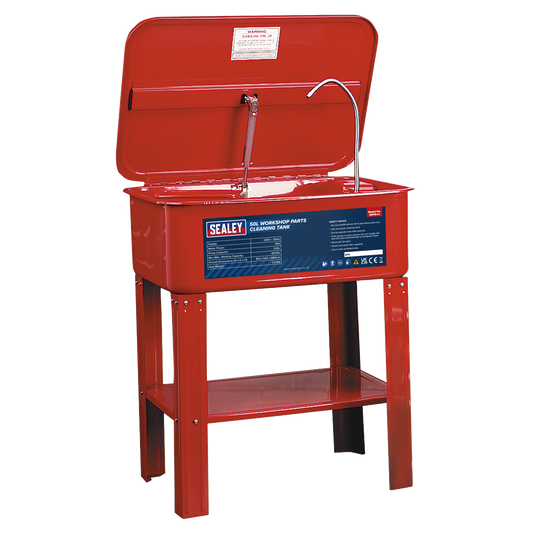 Sealey 50L Workshop Parts Cleaning Tank Motor Power 15W 230V - Red SM19