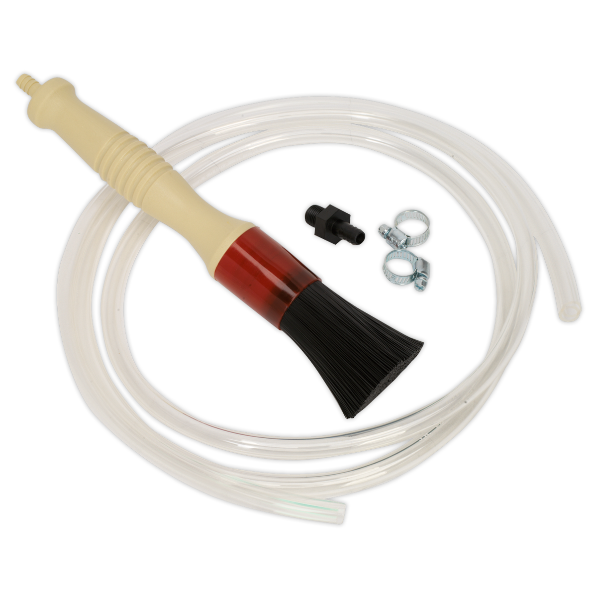 Sealey Cleaning Brush With Hose Adaptor Nipple & 2 Hose Clips For Tanks SM201
