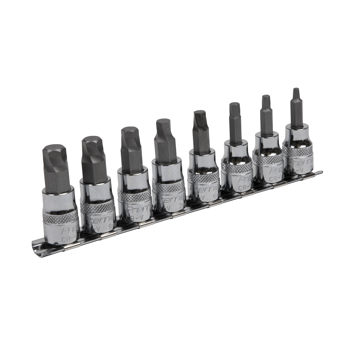 Sealey Hex Socket Bit Set Lock-On 8 Pieces 3/8" Square Drive Metric AK65601