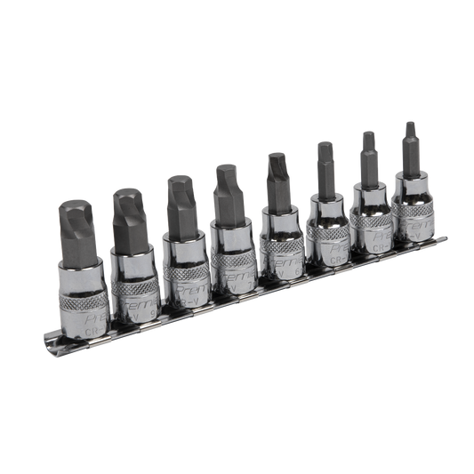 Sealey Hex Socket Bit Set Lock-On 8 Pieces 3/8" Square Drive Metric AK65601