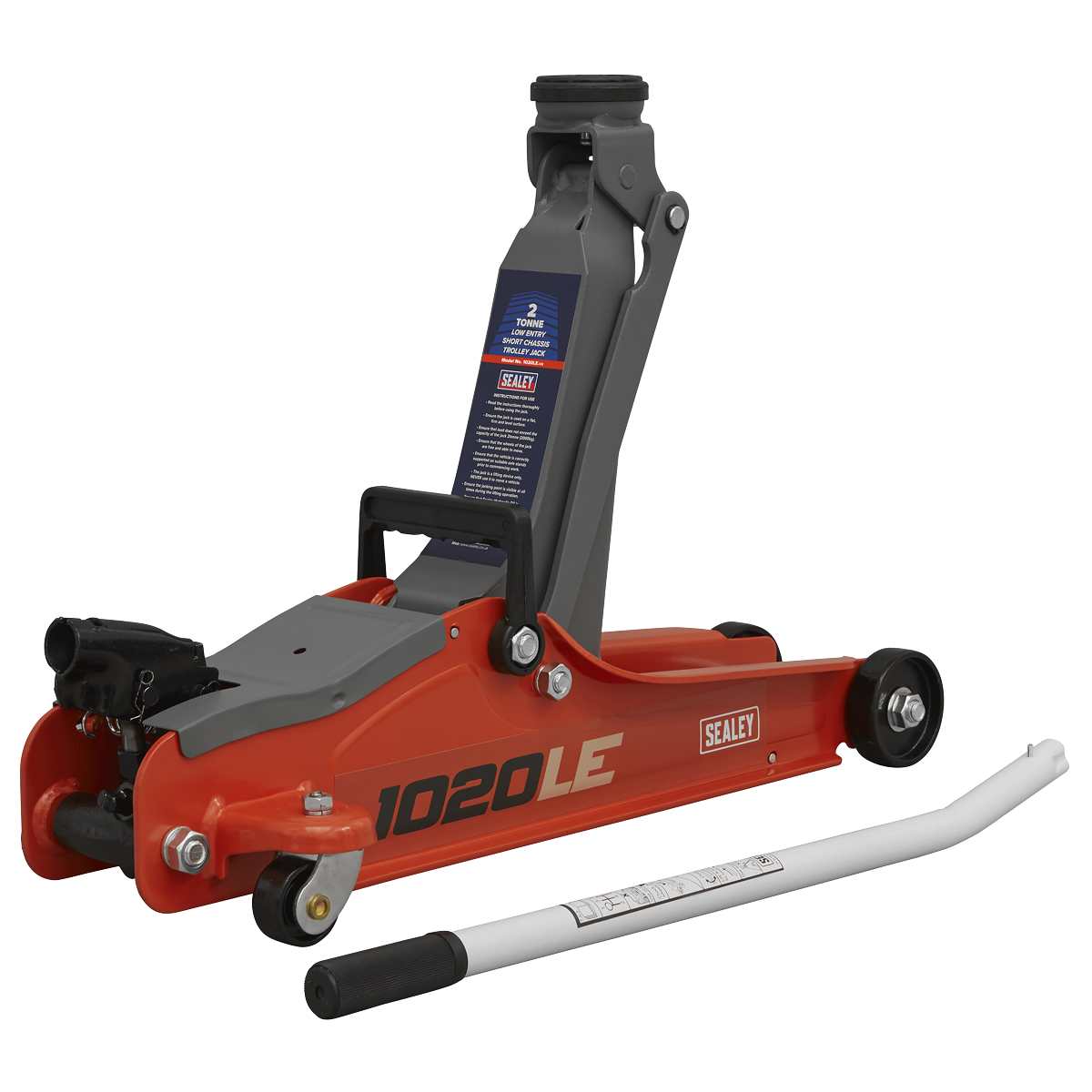 Sealey 2 Tonne Low Profile Short Chassis Hydraulic Trolley Jack Red 1020LE