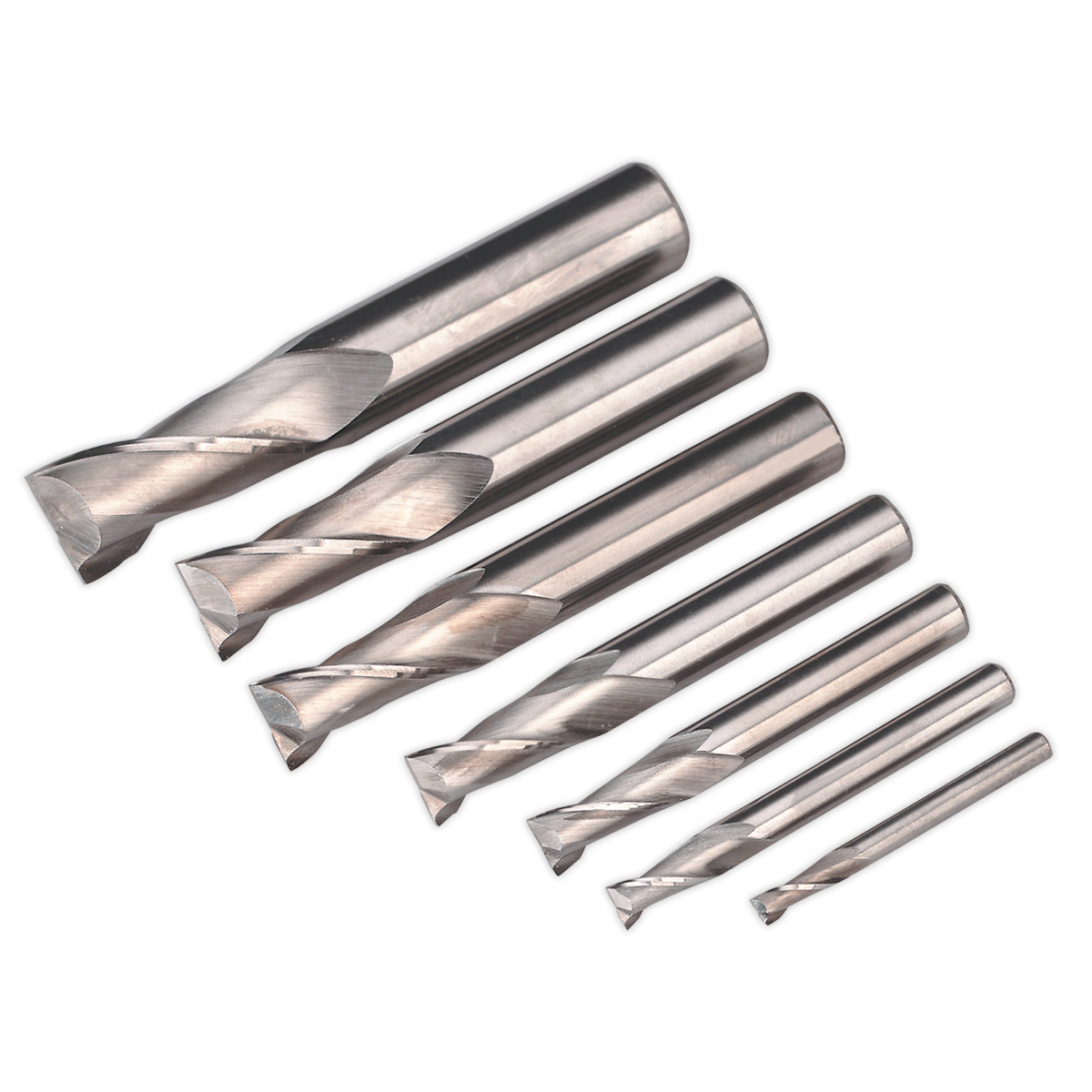 Sealey HSS End Mill Set Ø4-16mm 2 Flutes For SM2502 Mini Drilling SM2502EMSET