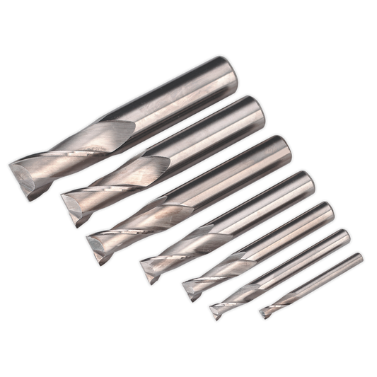 Sealey HSS End Mill Set Ø4-16mm 2 Flutes For SM2502 Mini Drilling SM2502EMSET