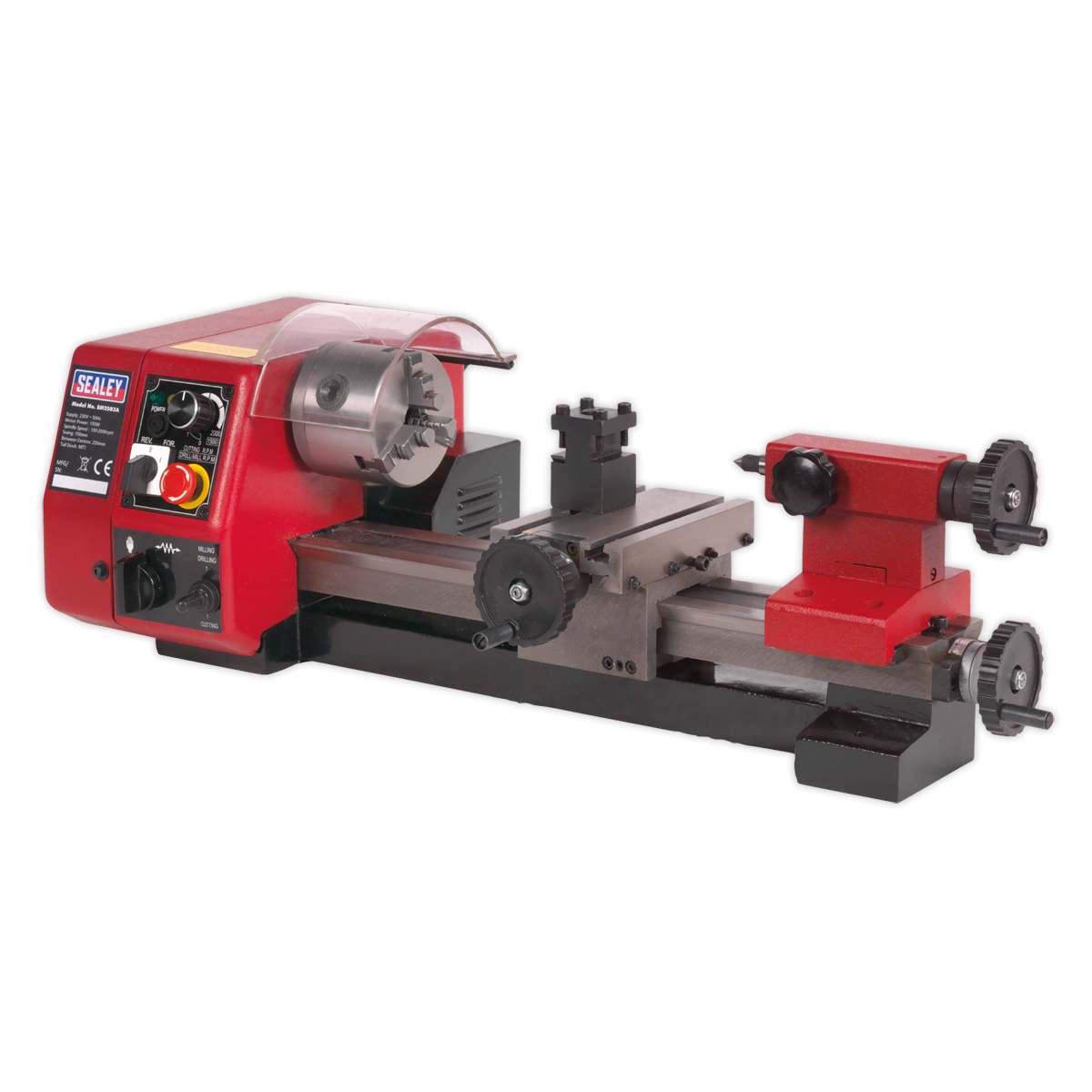 Sealey Metalworking Mini Lathe 250mm 150W 230V High Torque 100-2000RPM SM2503A
