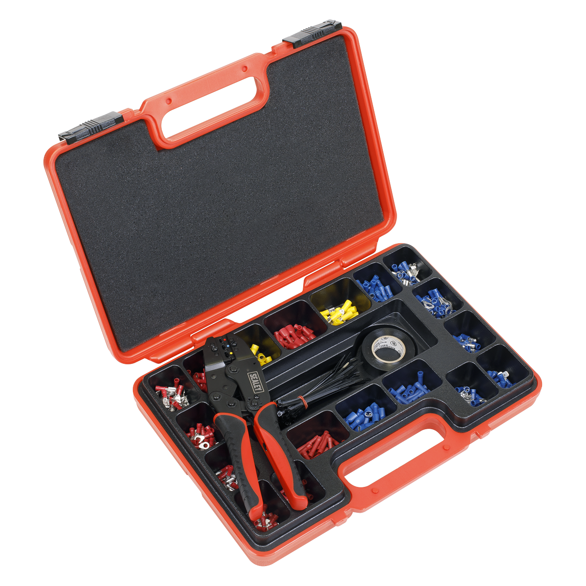 Sealey Ratchet Crimping Tool Kit With Laminated Steel Jaws 552 Pieces AK386