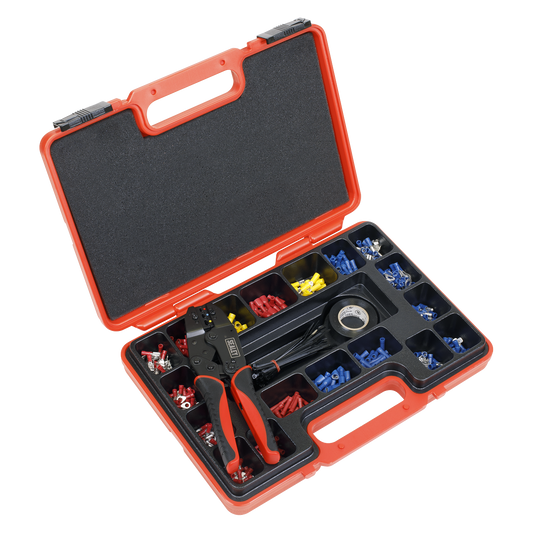 Sealey Ratchet Crimping Tool Kit With Laminated Steel Jaws 552 Pieces AK386