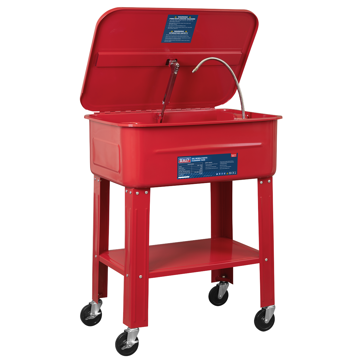 Sealey Mobile Parts Cleaning Tank With Fully Sealed Electric Motor 50L SM28