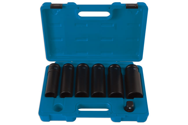 LASER TOOLS 6410 Extra Deep Impact Socket Set 3/4" Drive 7 Pieces 24-36 mm