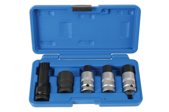 LASER 6411 Hub Nut Socket Set 5pc 1/2" Inch Drive For Mercedes VW Steel