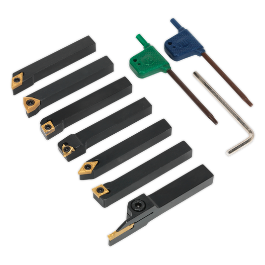 Sealey Indexable 8mm Shank Lathe Turning Tool Set 7 Pieces With Box SM3025CS5