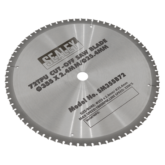 Sealey 72 TPU Cut-Off Saw Blade Ø355 x 2.4mm/Ø25.4mm Steel Teeth SM355B72