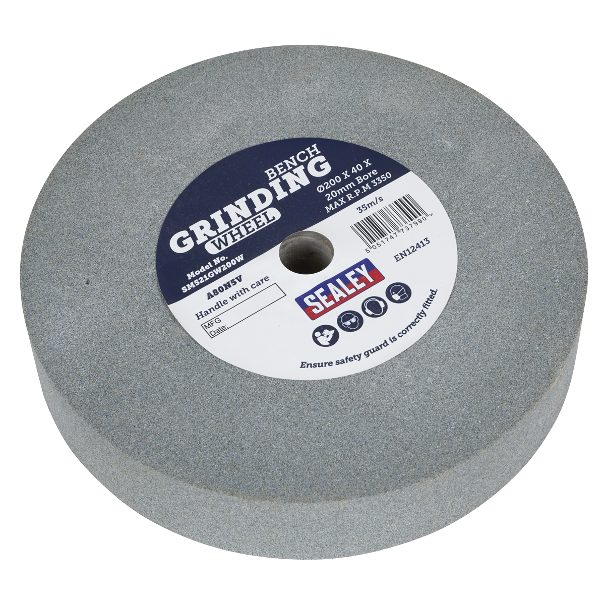 Sealey Ø200mm Wet Stone Wheel Replacement For SM521 130 RPM Grey SM521GW200W