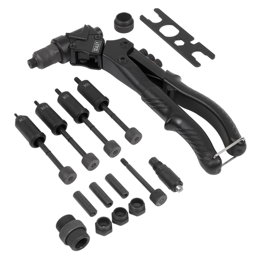 Sealey Blind Nut & Stud Riveting Kit With Rubber Grip Handle Black AK396