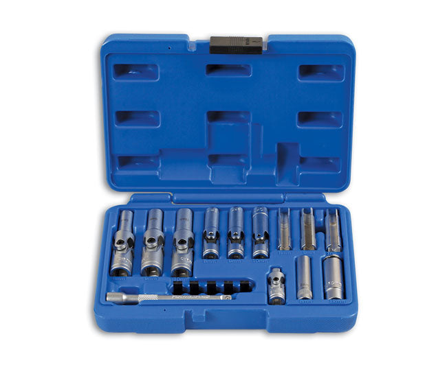 LASER 6424 18Pcs Glow Plug Set Socket Wrench Inserts Thin Wall 1/4" & 3/8" Drive
