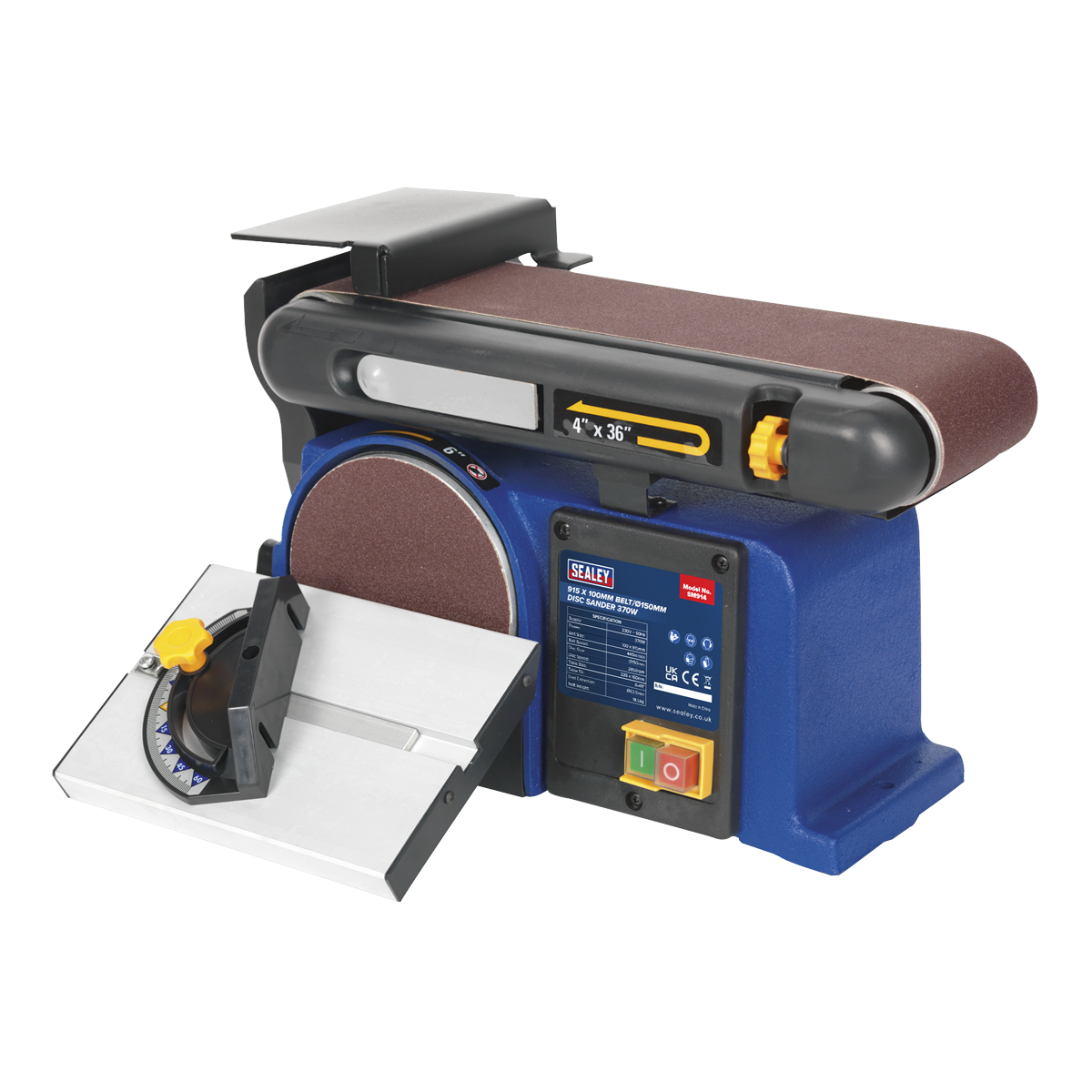 Sealey Belt/Disc Sander With Mitre Gauge 915 x 100mm/Ø150 370W/230V SM914