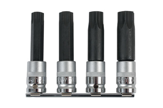 LASER 6425 4Pcs Screwdriver Tamperproof Star Bit Set 1/2" Drive CRV S2 Steel