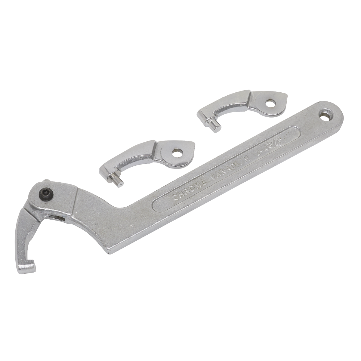 Sealey Adjustable C Spanner - Hook/Pin Wrench Set 4 Pieces 51-121mm Silver SMC2L
