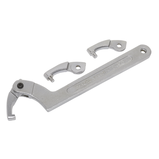 Sealey Adjustable C Spanner - Hook/Pin Wrench Set 4 Pieces 51-121mm Silver SMC2L