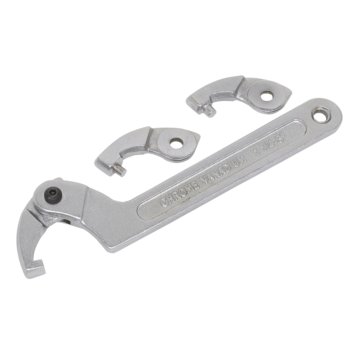 Sealey Adjustable C Spanner - Hook/Pin Wrench Set 4 Pieces 32-76mm Silver SMC2M