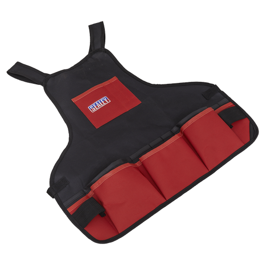 Sealey 16 Pocket Mechanics Tool Apron Workshop Organiser Storage Red/Black SMC44
