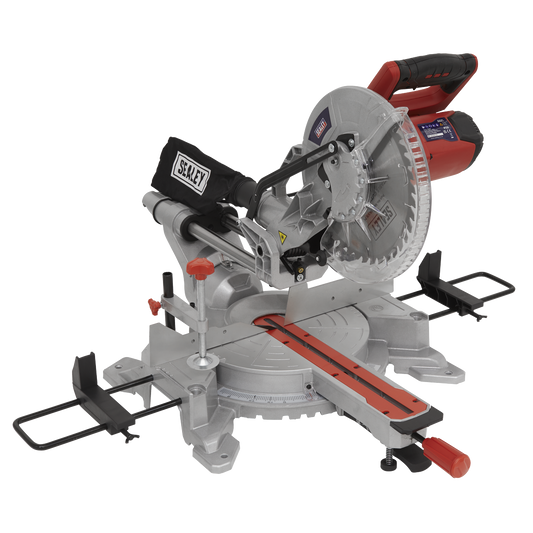 Sealey 240v 255mm Sliding Compound Mitre Saw With 2000W Motor Silver SMS255