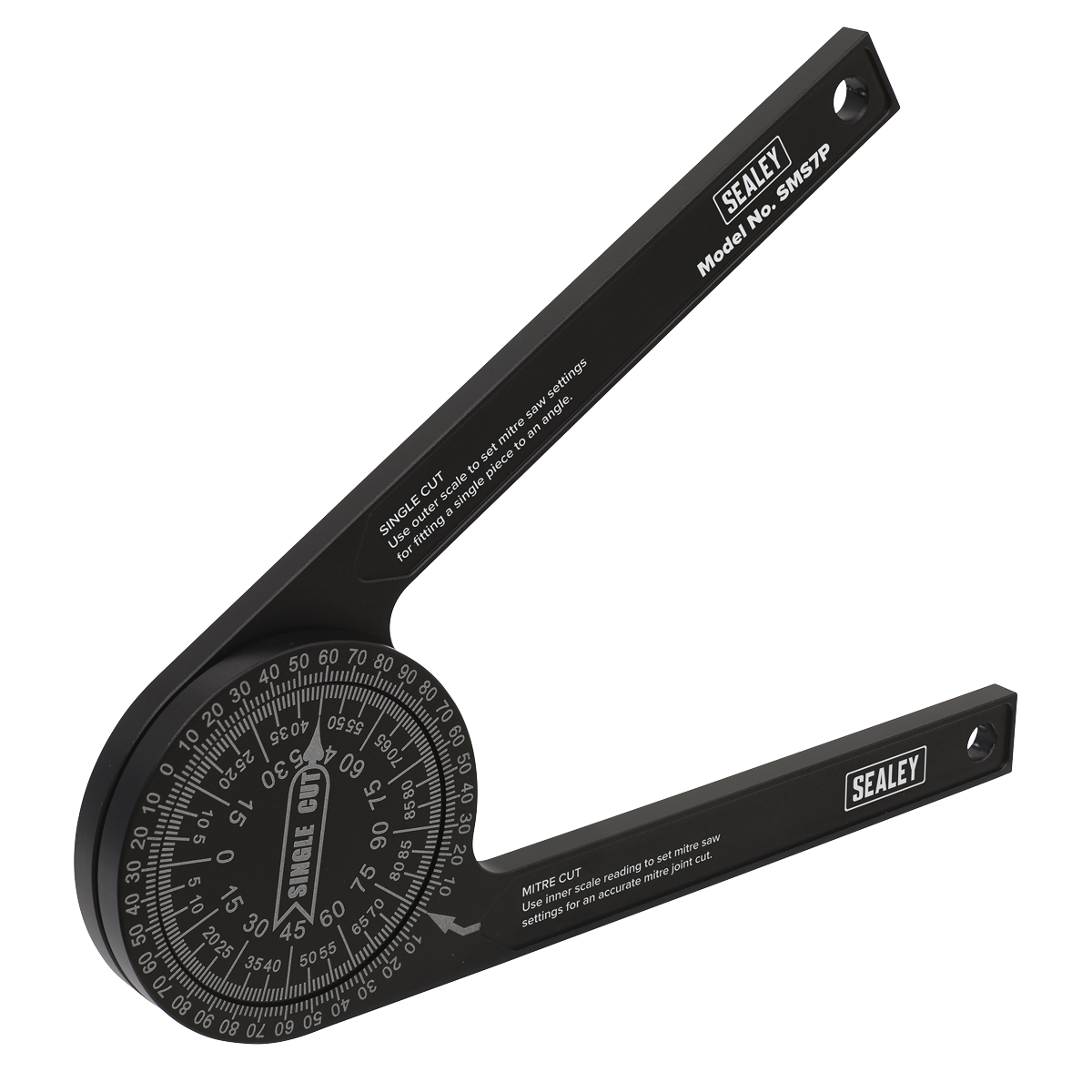 Sealey Aluminium Mitre Saw Protractor With Circular Body 185mm Black SMS7P