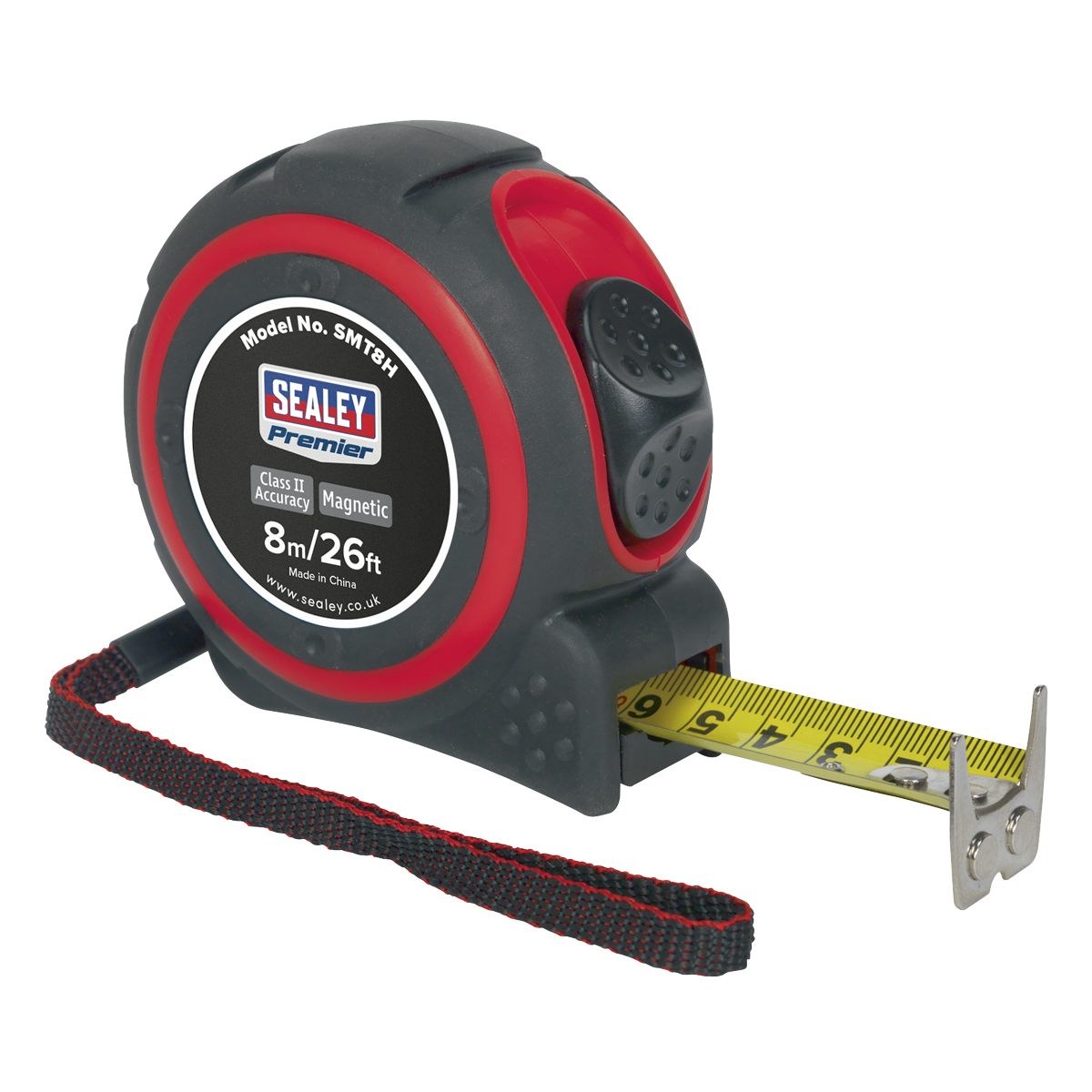 Sealey Heavy Duty Measuring Tape 8 Metres Double Edged End Hook Designed SMT8H