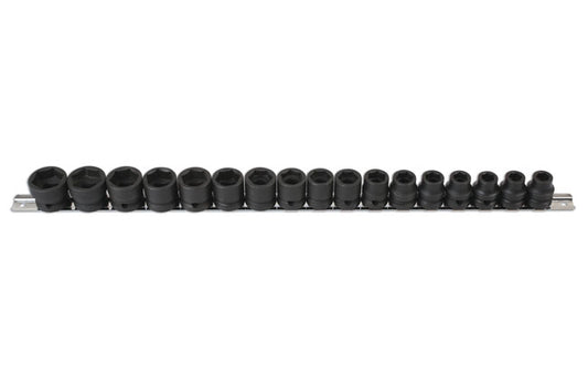LASER TOOLS 6486 Low Profile Impact Socket Set 1/2" 17 Pieces 6-Point CR-MO