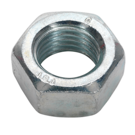 Sealey Steel Nut M20 Zinc DIN 934 Pack of 10 Pieces Metric Hex With Bag SN20