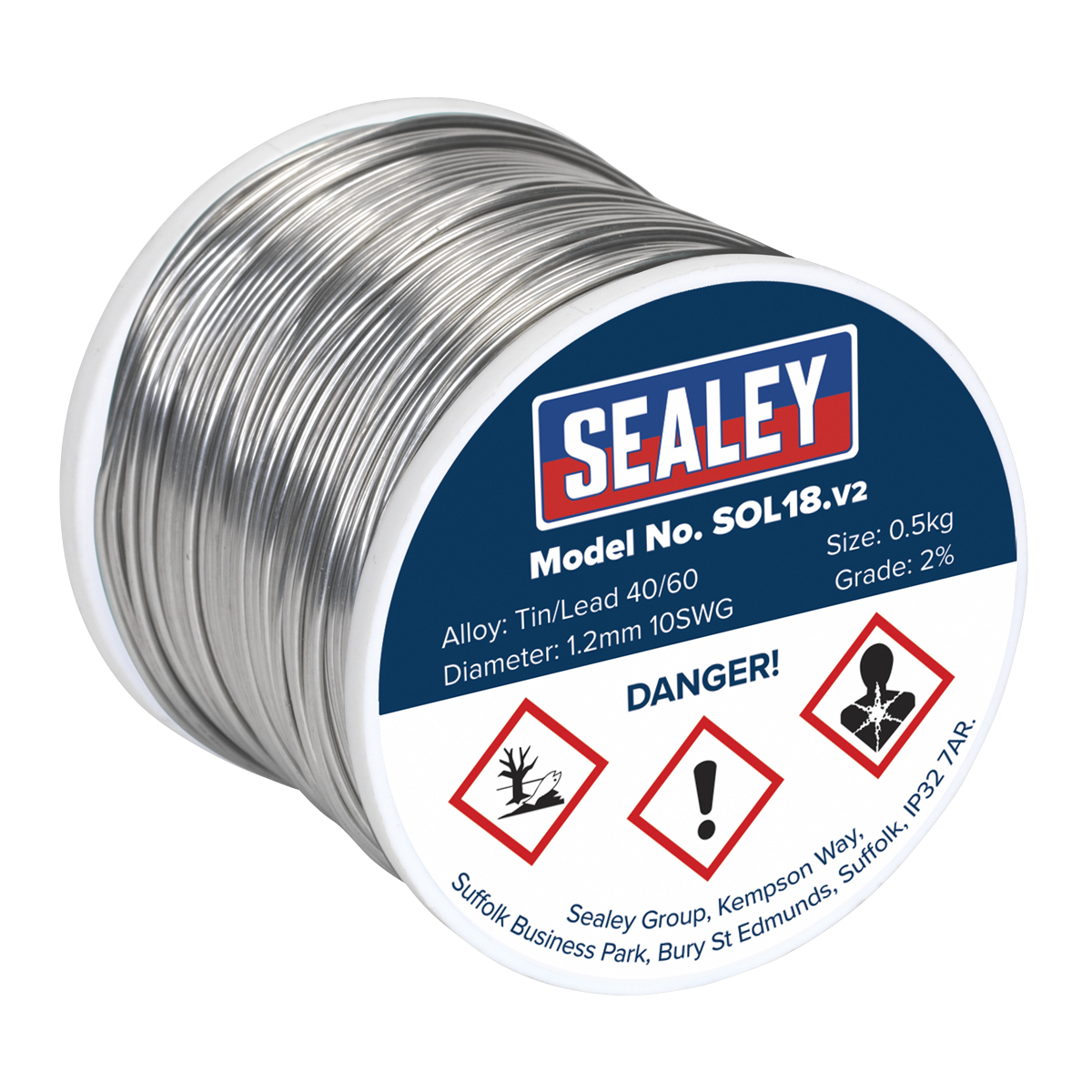 Sealey 0.5kg Solder Wire Quick Flow 1.2mm/18SWG 40/60 Resin Cored Solder SOL18