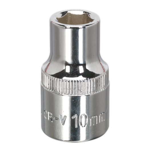 Sealey 10mm 1/2" Square WallDrive Socket Chrome Plated Polished Finish SP1210