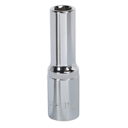 Sealey WallDrive Socket 11mm Deep 1/2" Square Drive Fully Polished Tool SP1211D
