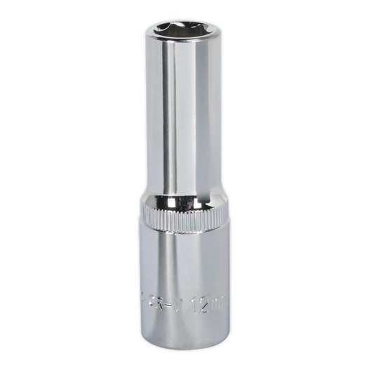 Sealey WallDrive Socket 12mm Deep 1/2" Square Drive Fully Polished Tool SP1212D