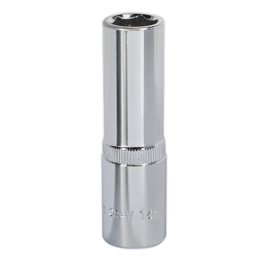 Sealey WallDrive Socket 14mm Deep 1/2" Drive Fully Polished Finish Tool SP1214D