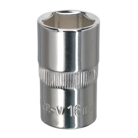 Sealey WallDrive Socket 16mm 1/2" Square Drive Fully Polished Finish SP1216