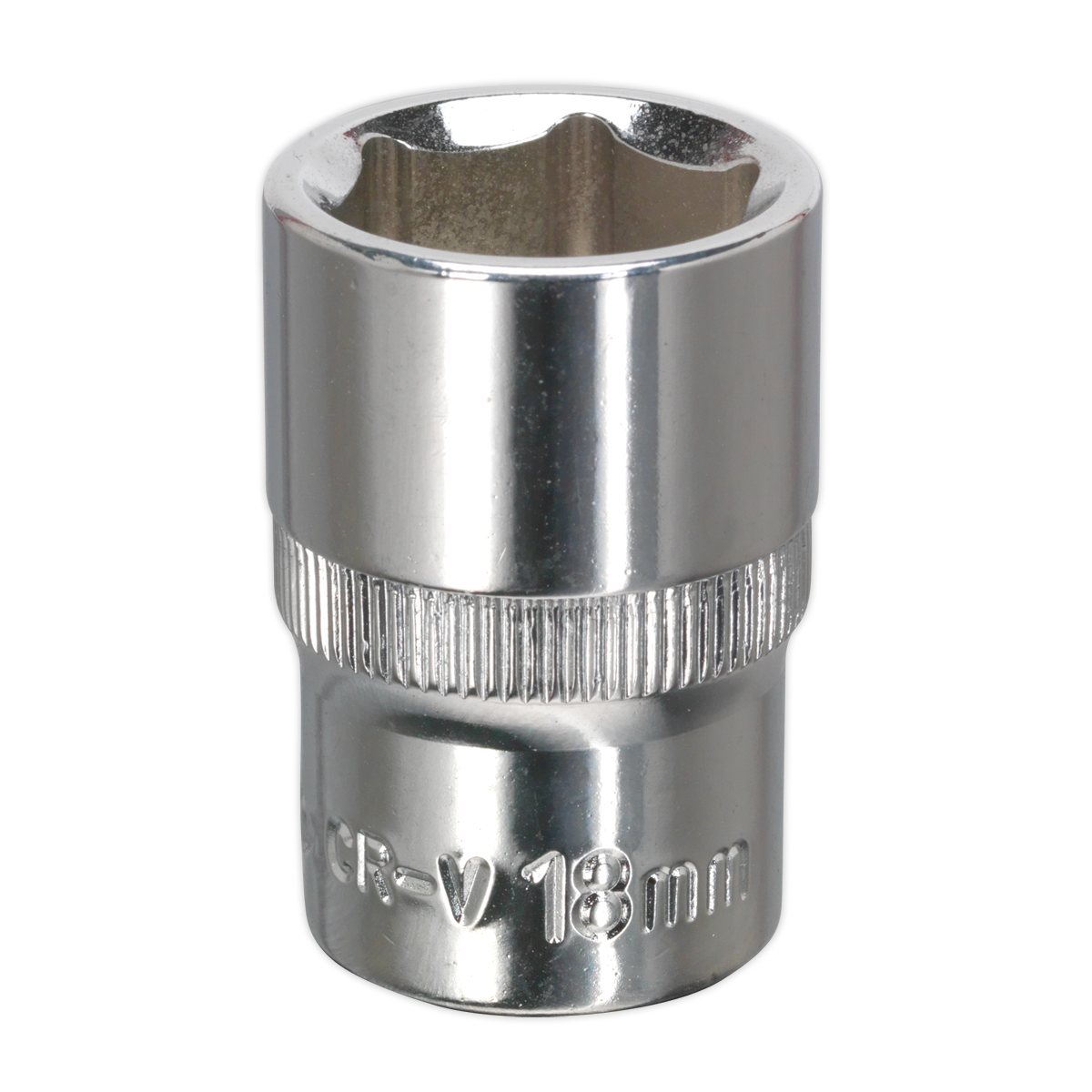 Sealey WallDrive Chrome Vanadium Steel Socket 18mm 1/2" Square Drive SP1218
