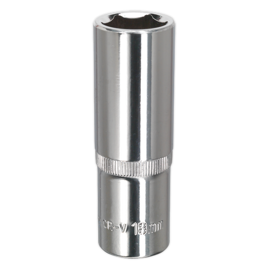 Sealey WallDrive Socket 18mm Deep 1/2" Drive Fully Polished Finish Tool SP1218D