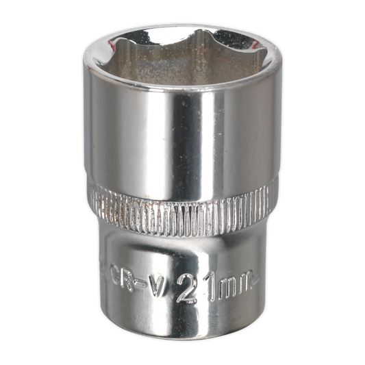 Sealey WallDrive Socket 21mm 1/2" Square Drive Fully Polished Finish Tool SP1221