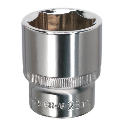 Sealey WallDrive Chrome Vanadium Steel Socket 28mm 1/2" Square Drive SP1228