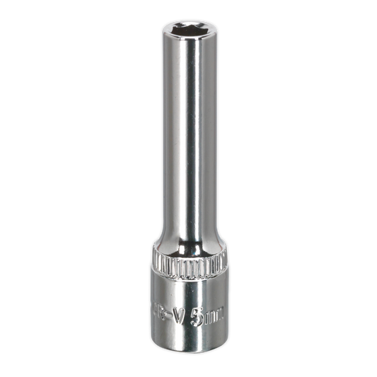 Sealey WallDrive Socket 5mm Deep 1/4" Square Drive Fully Polished Finish SP1405D