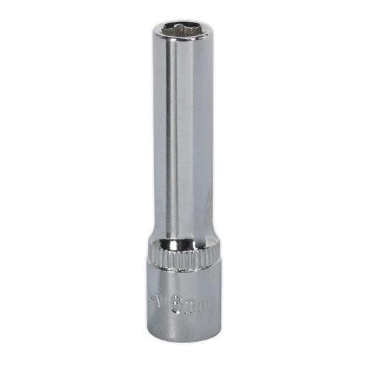 Sealey WallDrive Socket 6mm Deep 1/4" Square Drive Fully Polished Finish SP1406D