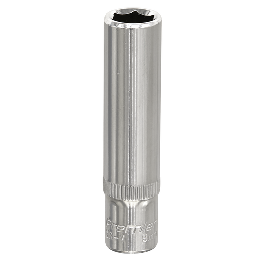 Sealey WallDrive Socket 8mm Deep 1/4" Square Chrome Vanadium Steel SP1408D