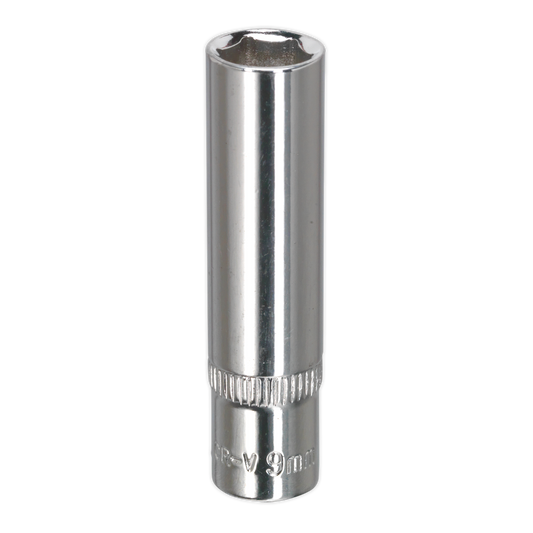 Sealey WallDrive Socket 9mm Deep 1/4" Square Drive Fully Polished Finish SP1409D